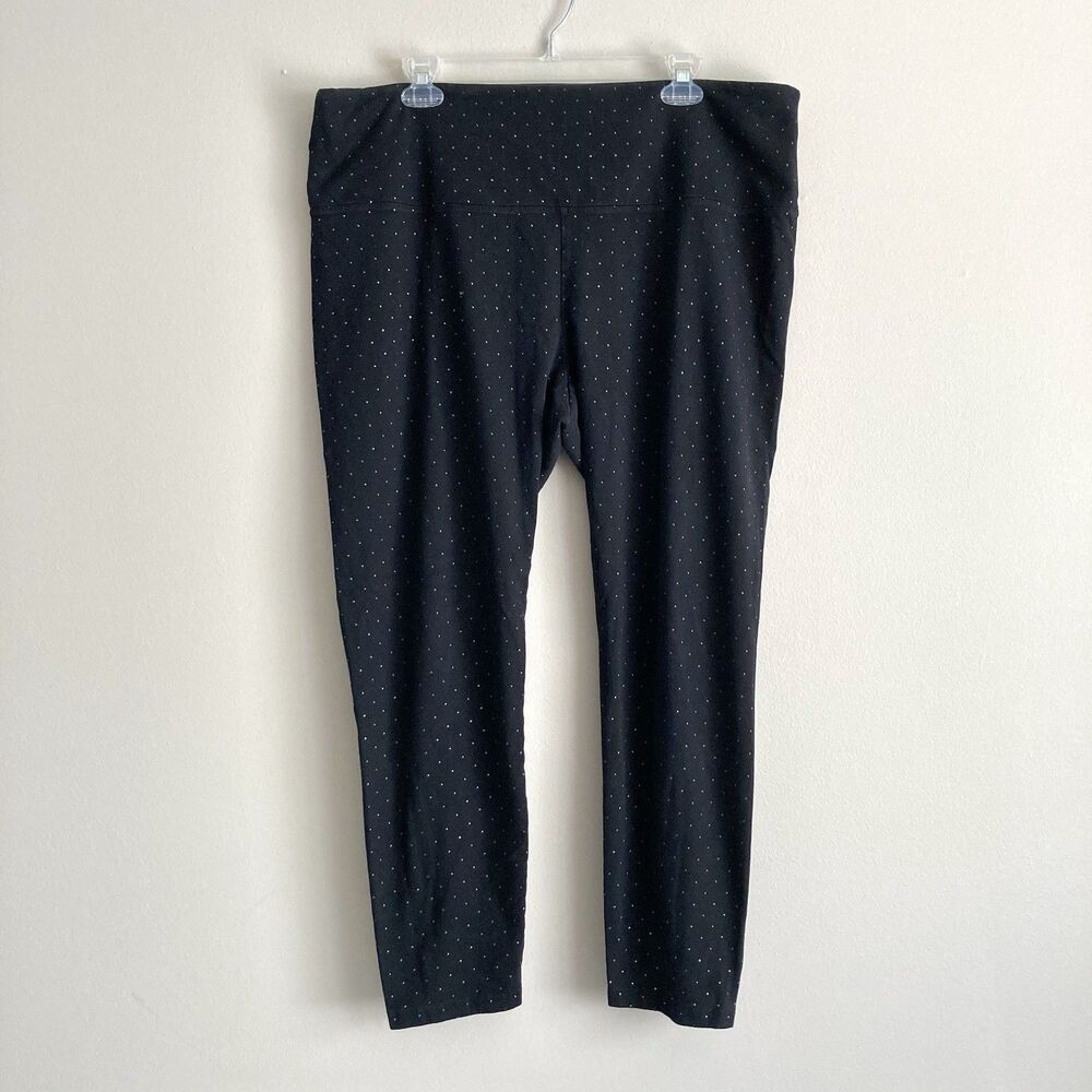 Suave Womens Plus Tummy Control Black Studded Leggings Cotton Size 2X